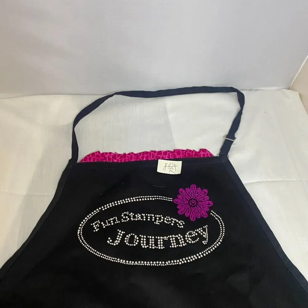 #7132 Fun Stampers Journey Black King Apron with Pink Trim